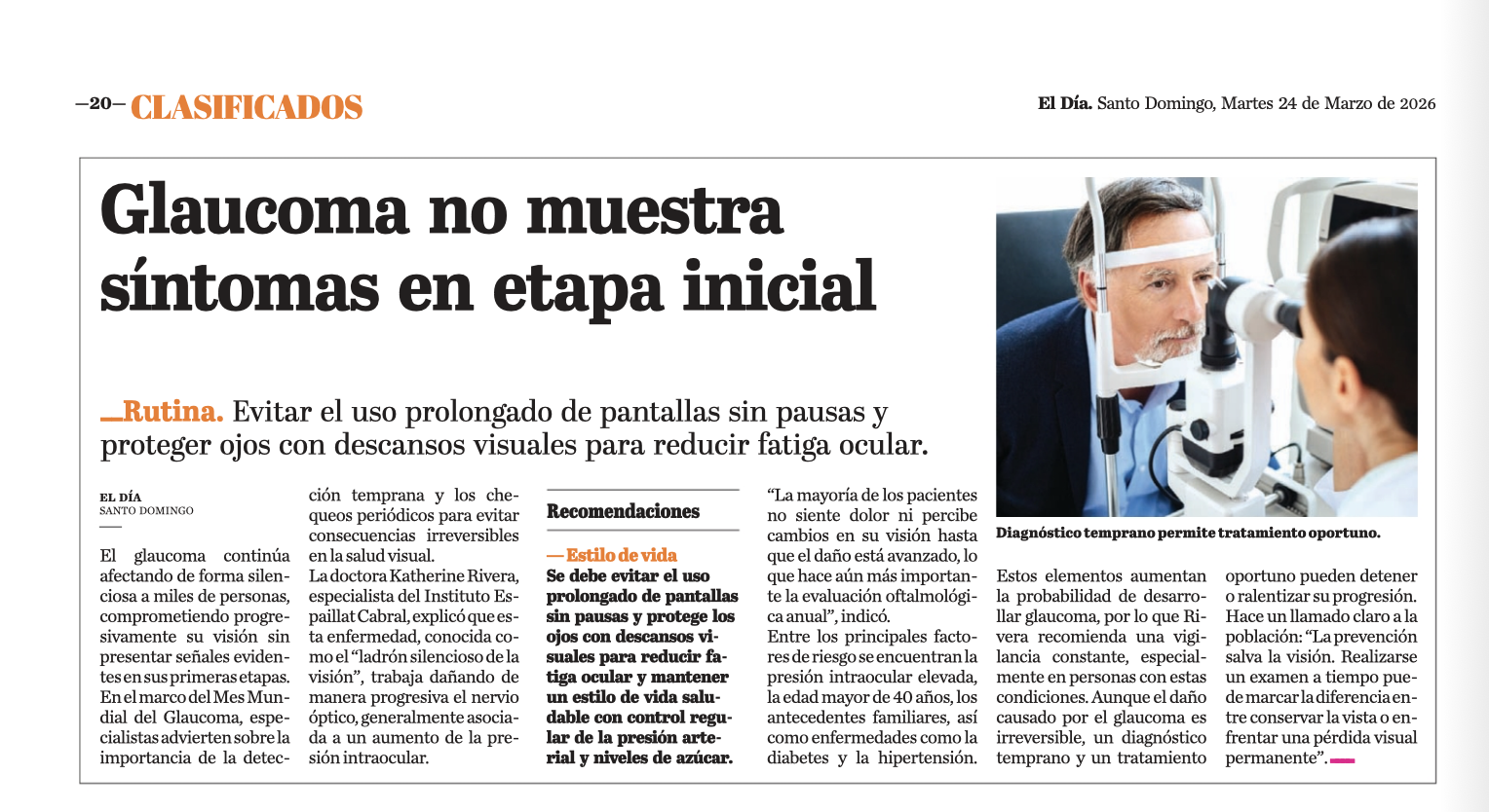 Glaucoma no muestra sintomas en etapa inicial