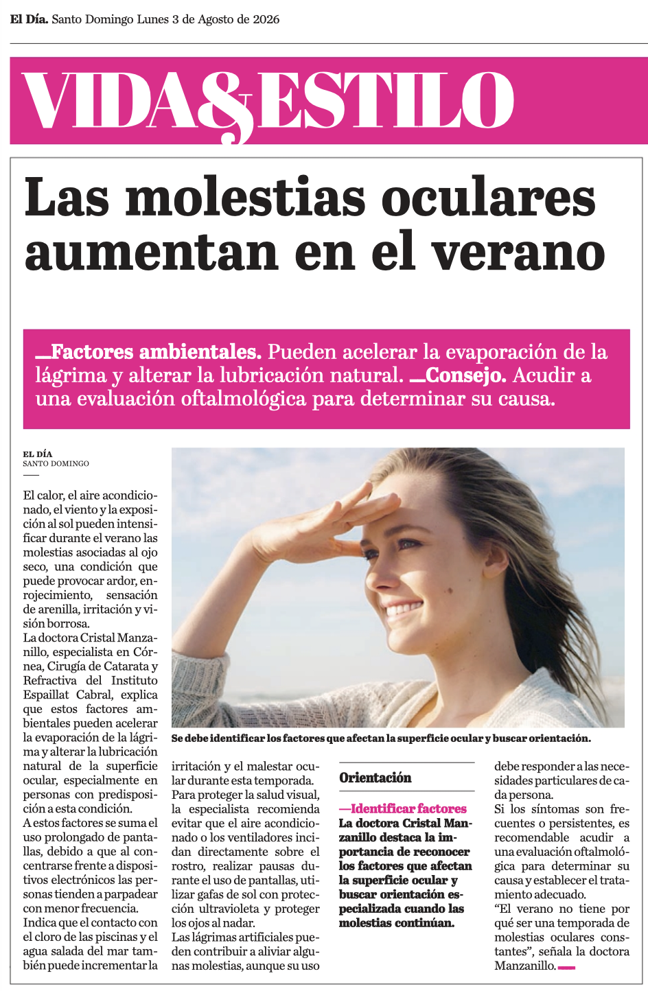 Las molestias oculares aumentan en el verano