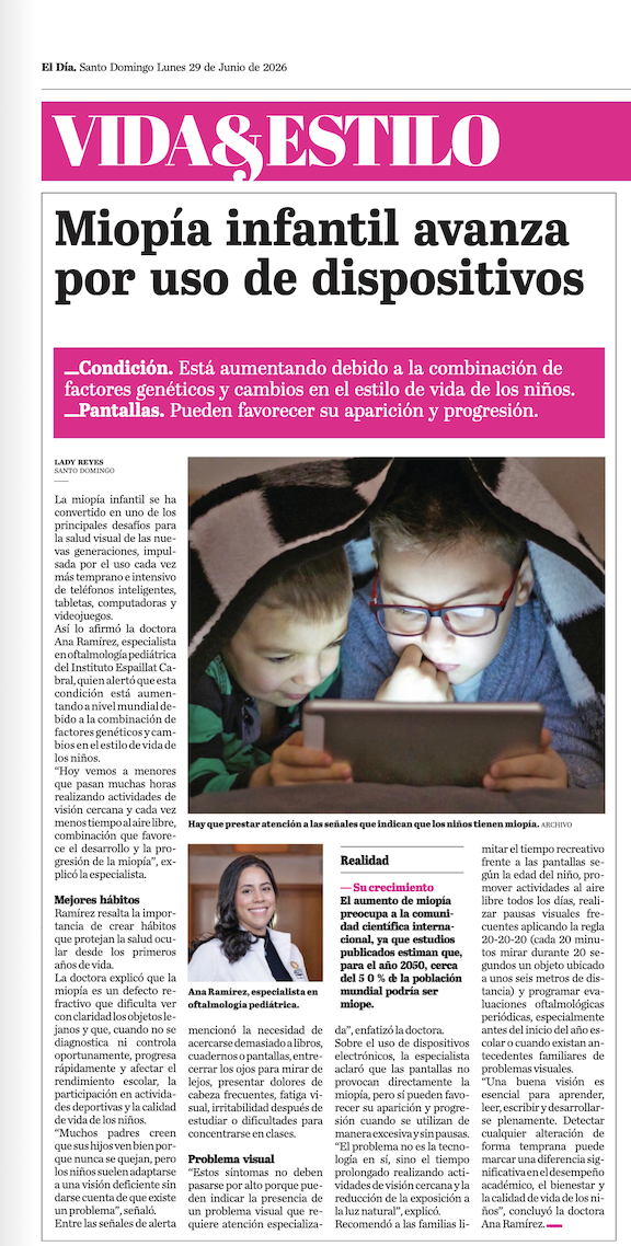 Miopia infantil avanza por uso de dispositivos